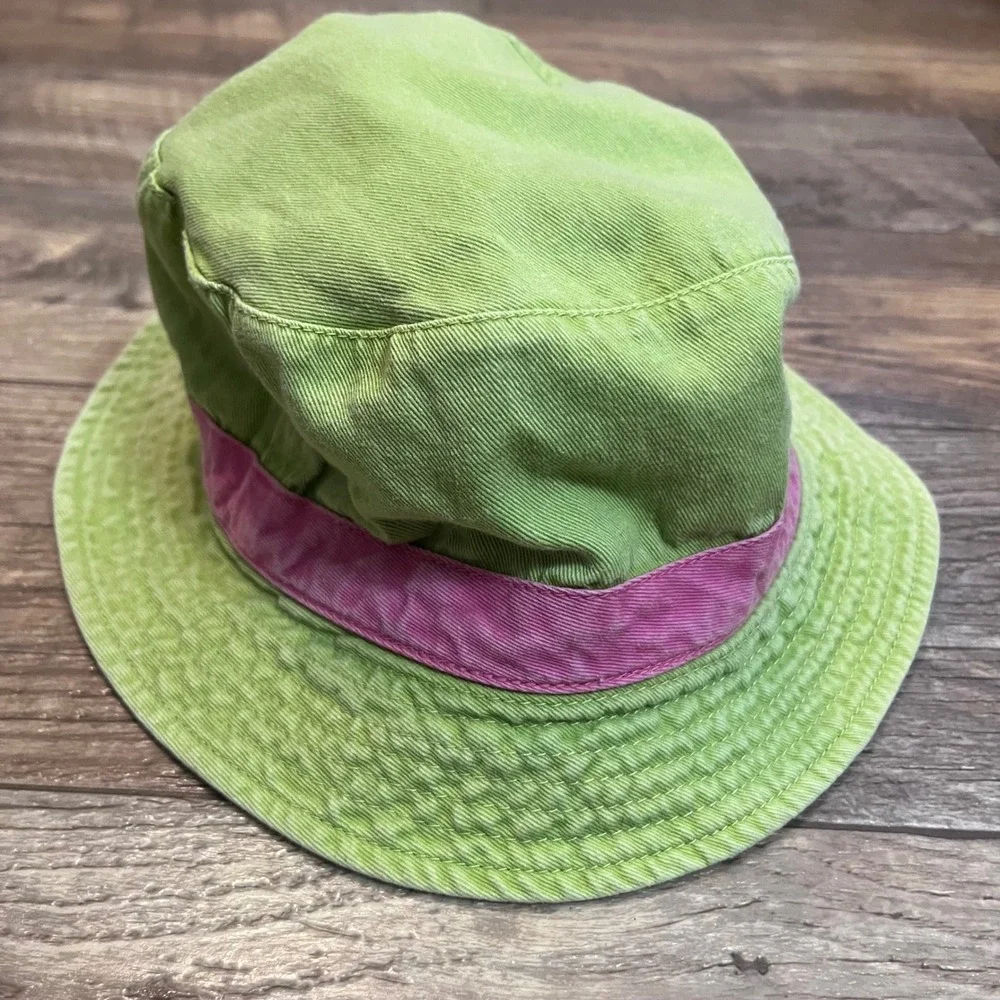 Hanna Andersson Kids‎ Reversible Bucket Hat Pink Lime Green 100% Cotton OS